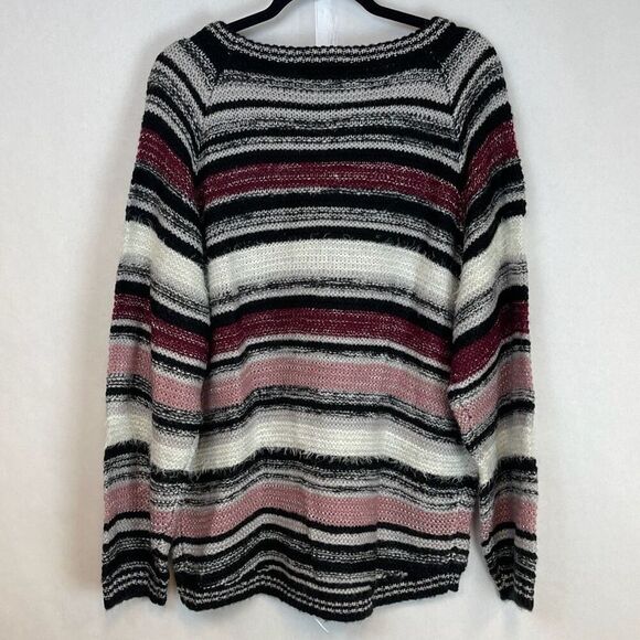 VENUS Sweater Women's Medium Multicolor Oversized Striped Long Sleeve Pullover - Picture 11 of 14